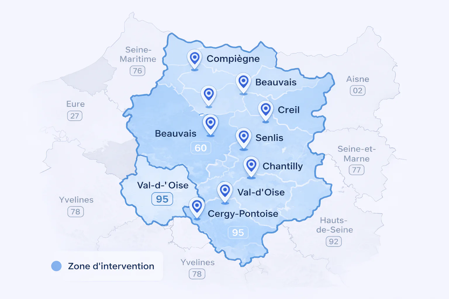 Carte de la zone d'intervention FICC